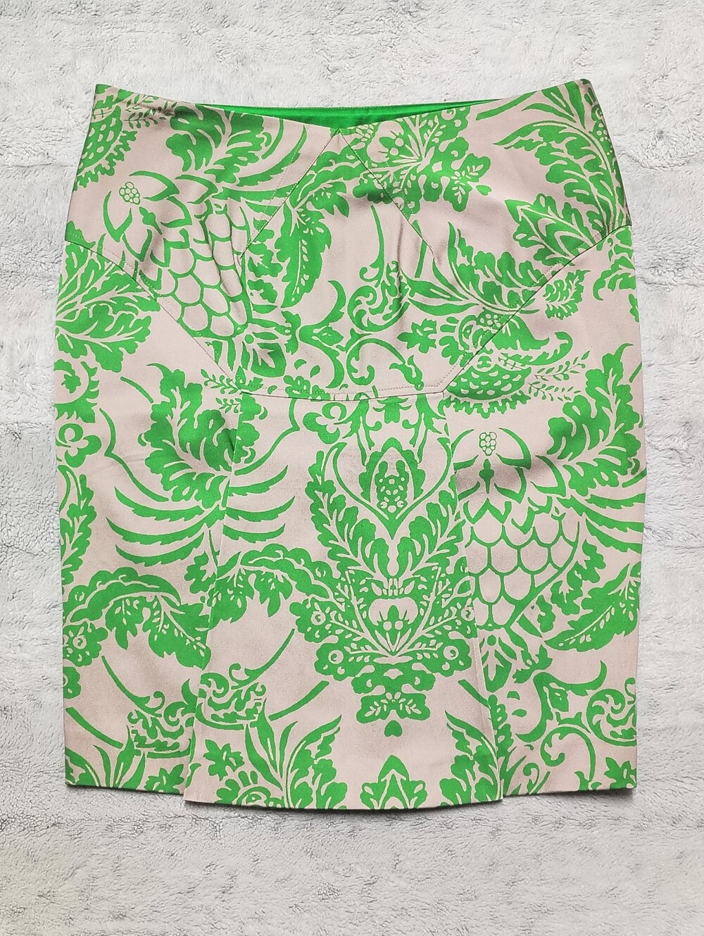Diane von Furstenberg Harleena Silk Blend Skirt Women's 6 Green / Beige Floral - Picture 9 of 10